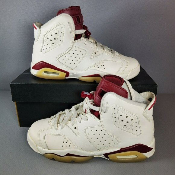 Nike Air Jordan 6 Retro OG GS Off-White Maroon Size 4Y 836342-115 Cream 2015 - Picture 1 of 8